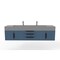 Castello Usa Nile 72" Wall Mounted  Blue Vanity With Gray Top And Black Handles CB-MC-72BLU-BL-2053-GR - alternate 1